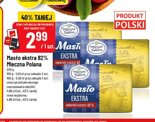 Masło ekstra 82% Mleczna Polana promocja w POLOmarket