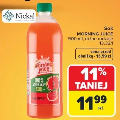 Sok MORNING JUICE Nickal promocja w Carrefour
