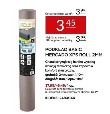Podkład Basic Mercado XPS Roll 2mm promocja w Abra Meble