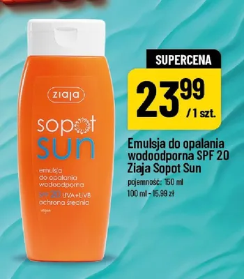 Emulsja do opalania wodoodporna SPF 20 Ziaja Sopot Sun promocja w POLOmarket