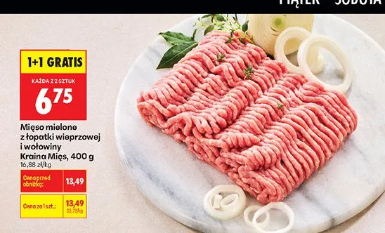 Mięso mielone wieprzowo-wołowe Kraina Mięs promocja w Biedronka
