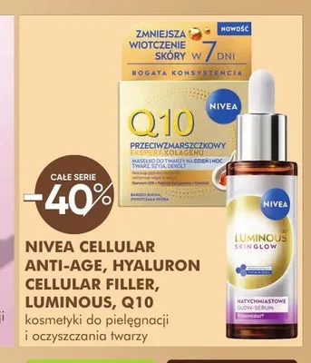 Kosmetyki do pielęgnacji i oczyszczania twarzy NIVEA CELLULAR ANTI-AGE, HYALURON CELLULAR FILLER, LUMINOUS, Q10 promocja w Super-Pharm