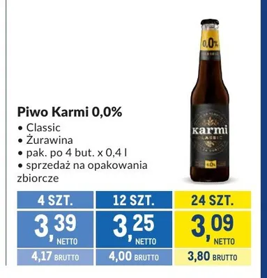 Piwo Karmi Żurawina promocja w Makro