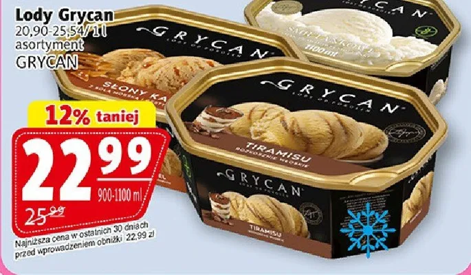 Lody Grycan asortymant promocja w Prim Market