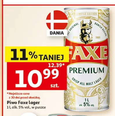 Piwo Faxe Premium Lager promocja w Auchan