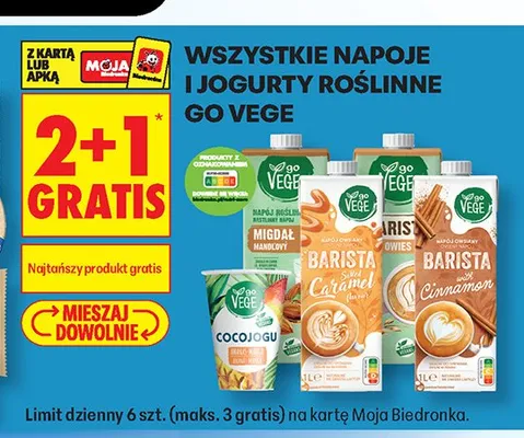 Napoje i jogurty roślinne Go Vege promocja w Biedronka