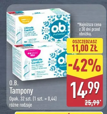 Tampony różne rodzaje promocja w Aldi