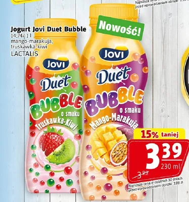 Jogurt Jovi Duet Bubble truskawka-kiwi promocja w Prim Market