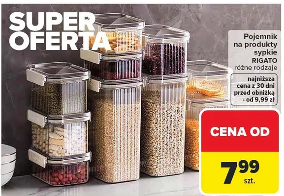 Pojemnik na produkty sypkie RIGATO różne rodzaje promocja w Carrefour