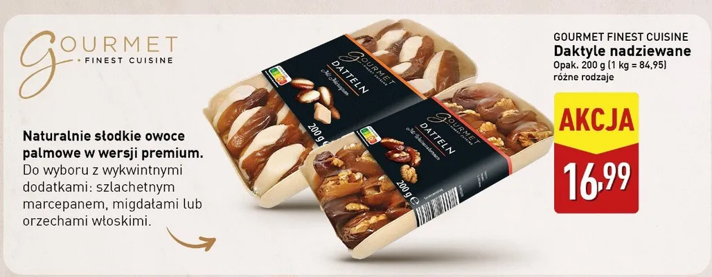 Daktyle nadziewane, różne rodzaje Gourmet Finest Cuisine promocja w Aldi