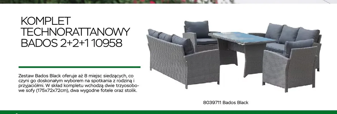 Komplet technorattanowy Bados Black promocja w Abra Meble
