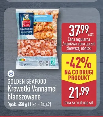 Krewetki Vannamei blanszowane Golden Seafood promocja w Aldi