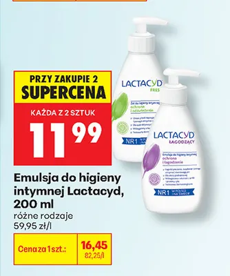 Emulsja do higieny intymnej Lactacyd Łagodzący promocja w Biedronka