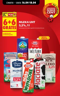 Mleka UHT 3,2% 6+6 GRATIS promocja w Biedronka