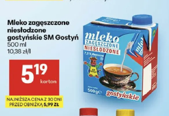 Mleko zagęszczone niesłodzone gostyńskie SM Gostyń promocja w Delikatesy Centrum