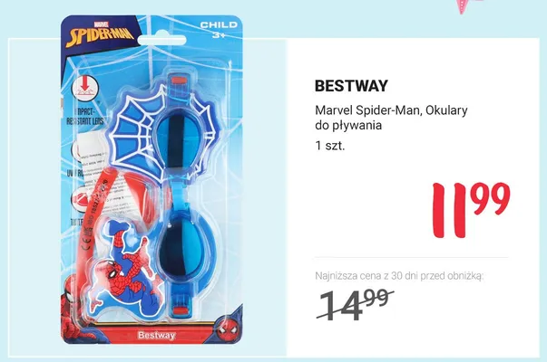 Okulary do pływania Bestway Marvel Spider-Man promocja w Rossmann