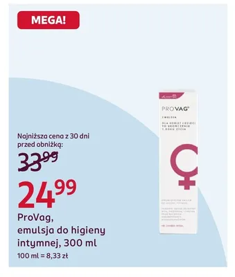 Emulsja do higieny intymnej ProVag promocja w Rossmann