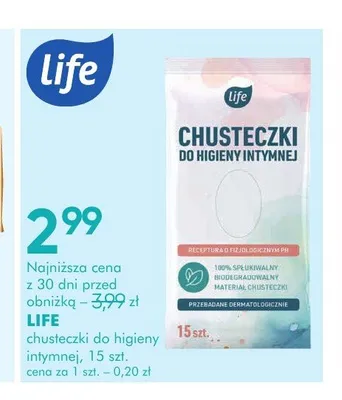 Chusteczki do higieny intymnej Life promocja w Super-Pharm