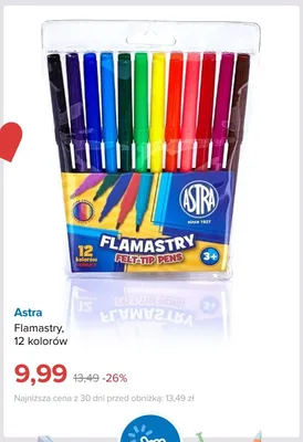 Flamastry Astra 12 kolorów promocja w Smyk