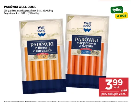Parówki z filetem z kurczaka Well Done promocja w Stokrotka