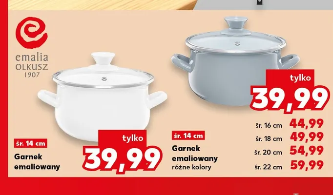 Garnek emaliowany 18 cm Emalia Olkusz promocja w Kaufland