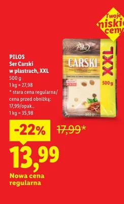 Ser Carski w plastrach XXL Pilos promocja w Lidl