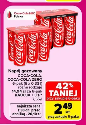 Napój gazowany Coca-Cola 6-pak promocja w Carrefour
