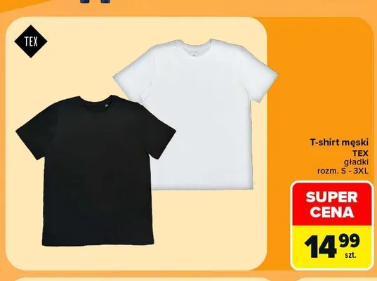 T-shirt męski TEX gładki promocja w Carrefour