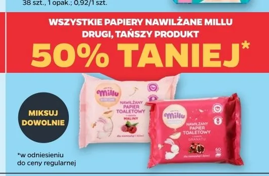 Nawilżany papier toaletowy Millu Granat promocja w Netto