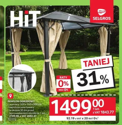 Pawilon ogrodowy promocja w Selgros