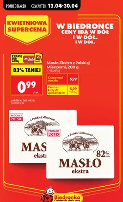 Masło ekstra z polskiej mleczarni promocja w Biedronka
