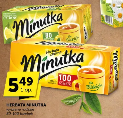 Herbata Minutka czarna cytrynowa 80 torebek promocja w Euro Sklep