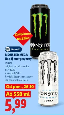 Napój energetyczny Monster Mega Ultra White promocja w Lidl