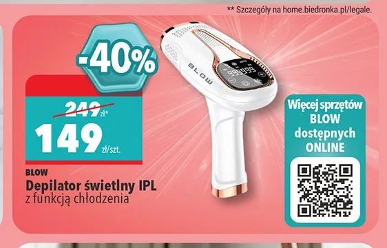 Depilator świetlny Blow IPL z funkcją chłodzenia promocja w Biedronka