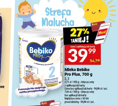 Mleko modyfikowane Bebiko Pro Plus 2 promocja w Twój Market
