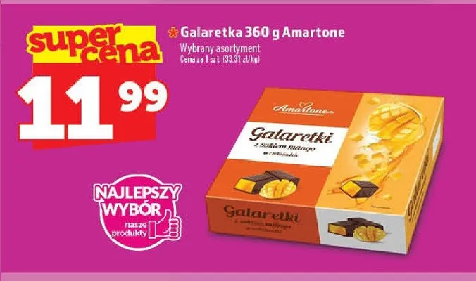 Galaretki z sokiem mango w czekoladzie Amartone promocja w TOPAZ