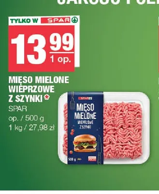 Mięso mielone wieprzowe z szynki SPAR promocja w SPAR