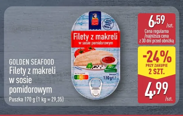 Filety z makreli w sosie pomidorowym Golden Seafood promocja w Aldi