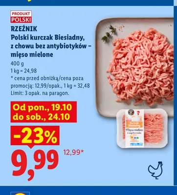 Polski kurczak Biesiadny z chowu bez antybiotyków mięso mielone Rzeźnik promocja w Lidl