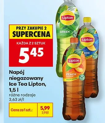 Napój niegazowany Ice Tea Lipton Peach promocja w Biedronka