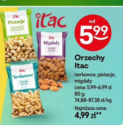 Orzechy migdały Itac promocja w Żabka