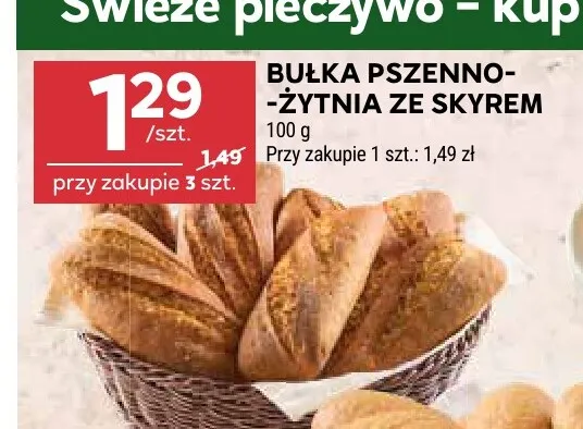 Bułka pszenno-żytnia ze skyrem promocja w Stokrotka