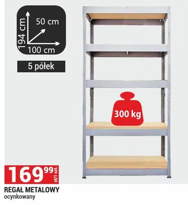 Regał metalowy ocynkowany 194x100x50cm 5 półek promocja w Merkury Market