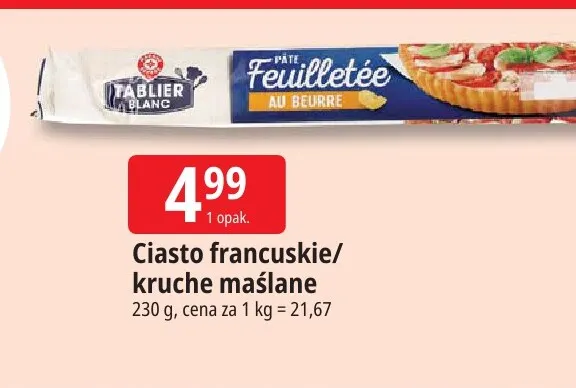Ciasto francuskie maślane Tablier Blanc promocja w Leclerc