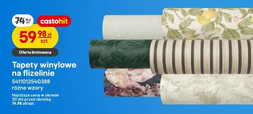 Tapeta winylowa na flizelinie promocja w Castorama