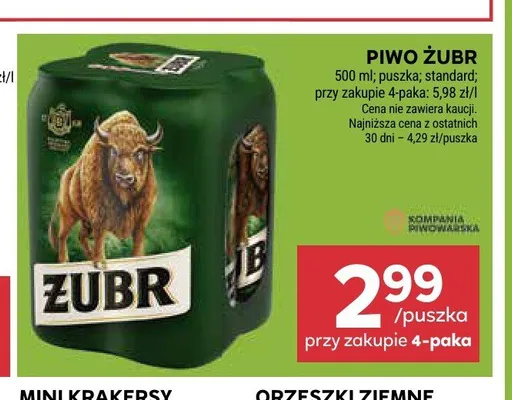 Piwo Żubr 4-pak promocja w Stokrotka