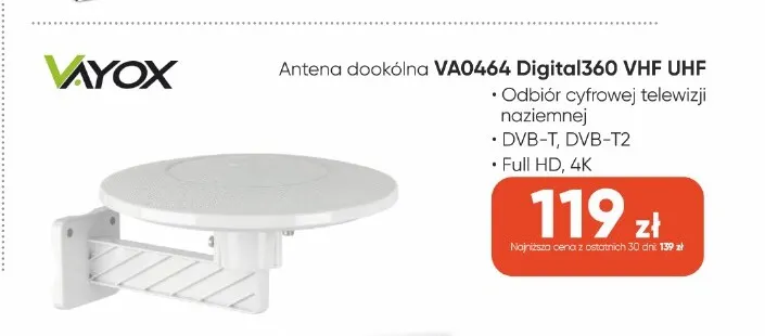 Antena dookólna Vayox VA0464 Digital360 Vhf Uhf promocja w Max Elektro