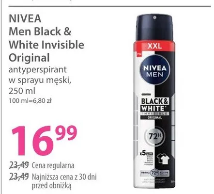 Antyperspirant w sprayu męski Men Black & White Invisible Original promocja w Hebe