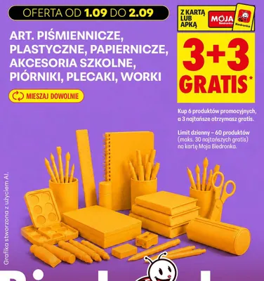 Artykuły piśmiennicze, plastyczne, papiernicze, akcesoria szkolne, piórniki, plecaki, worki promocja w Biedronka