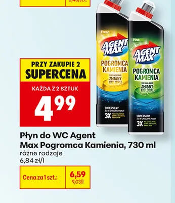 Płyn do WC Agent Max Pogromca Kamienia Pine promocja w Biedronka